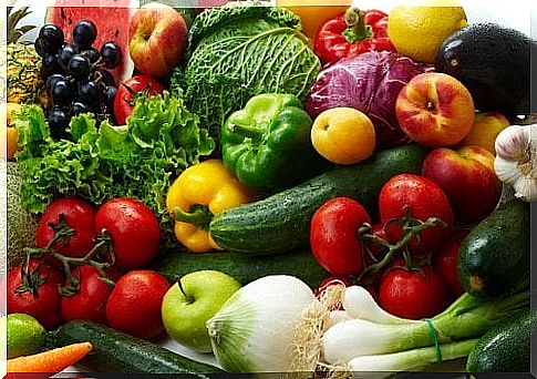 Vegetables and fruits raw food